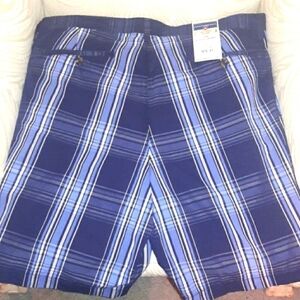 SADDLEBRED Blue Plaid 9" Long Flat Front Shorts